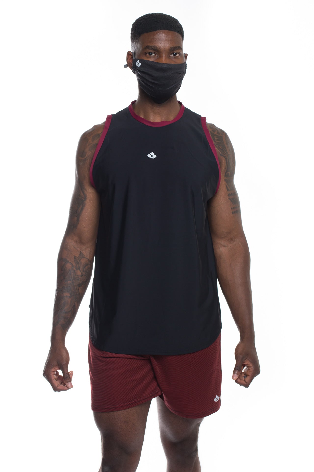 Recycled Functional Tank -Black/Maroon