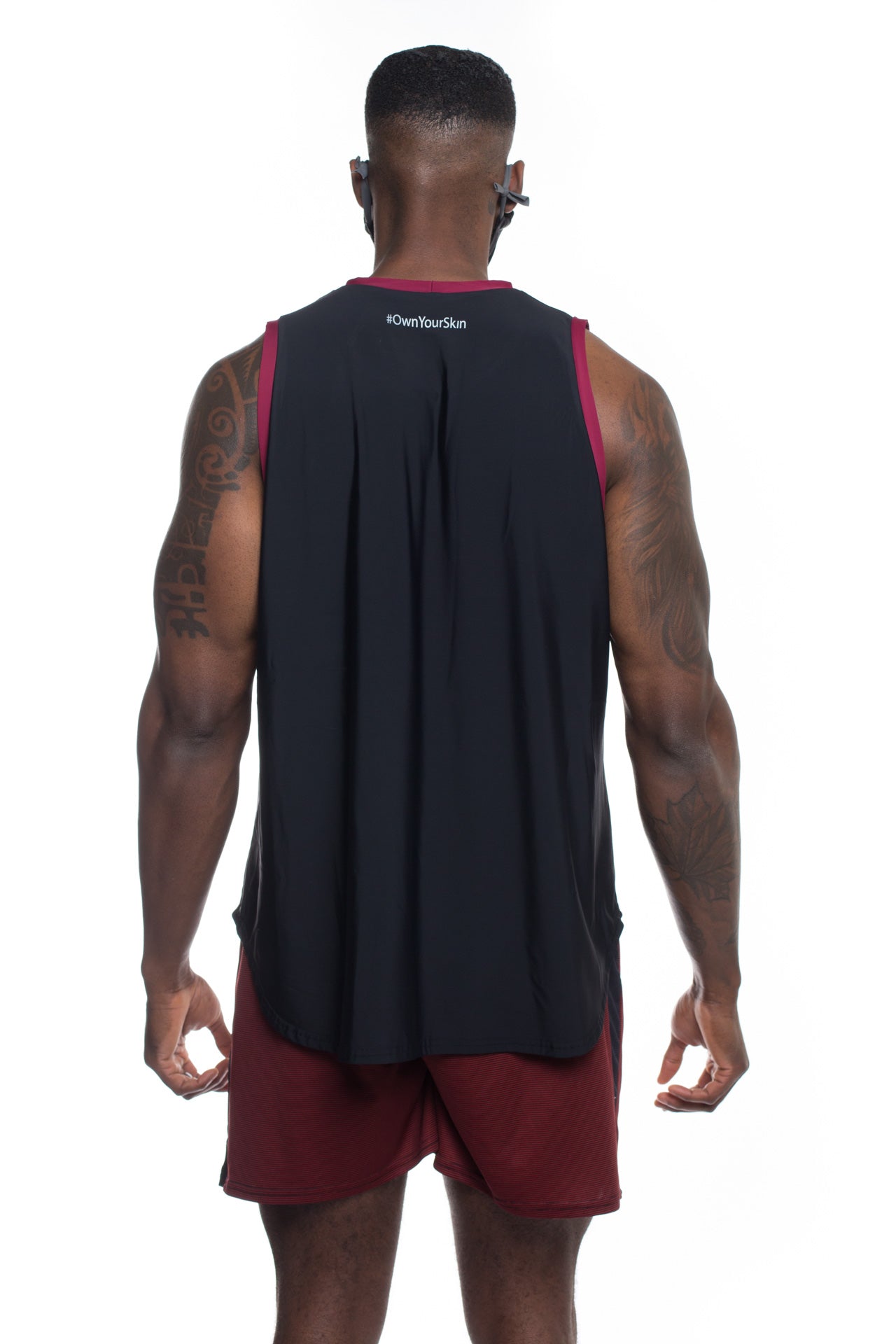 Recycled Functional Tank -Black/Maroon