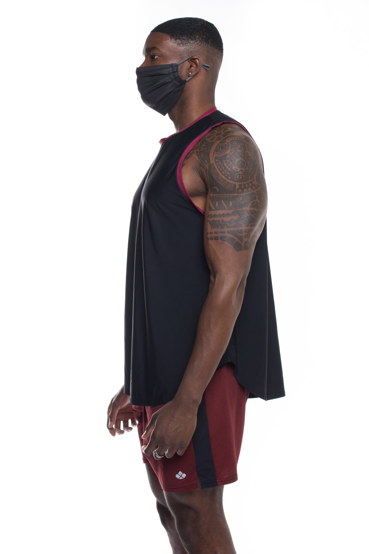 Recycled Functional Tank -Black/Maroon