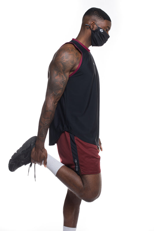 Recycled Functional Tank -Black/Maroon