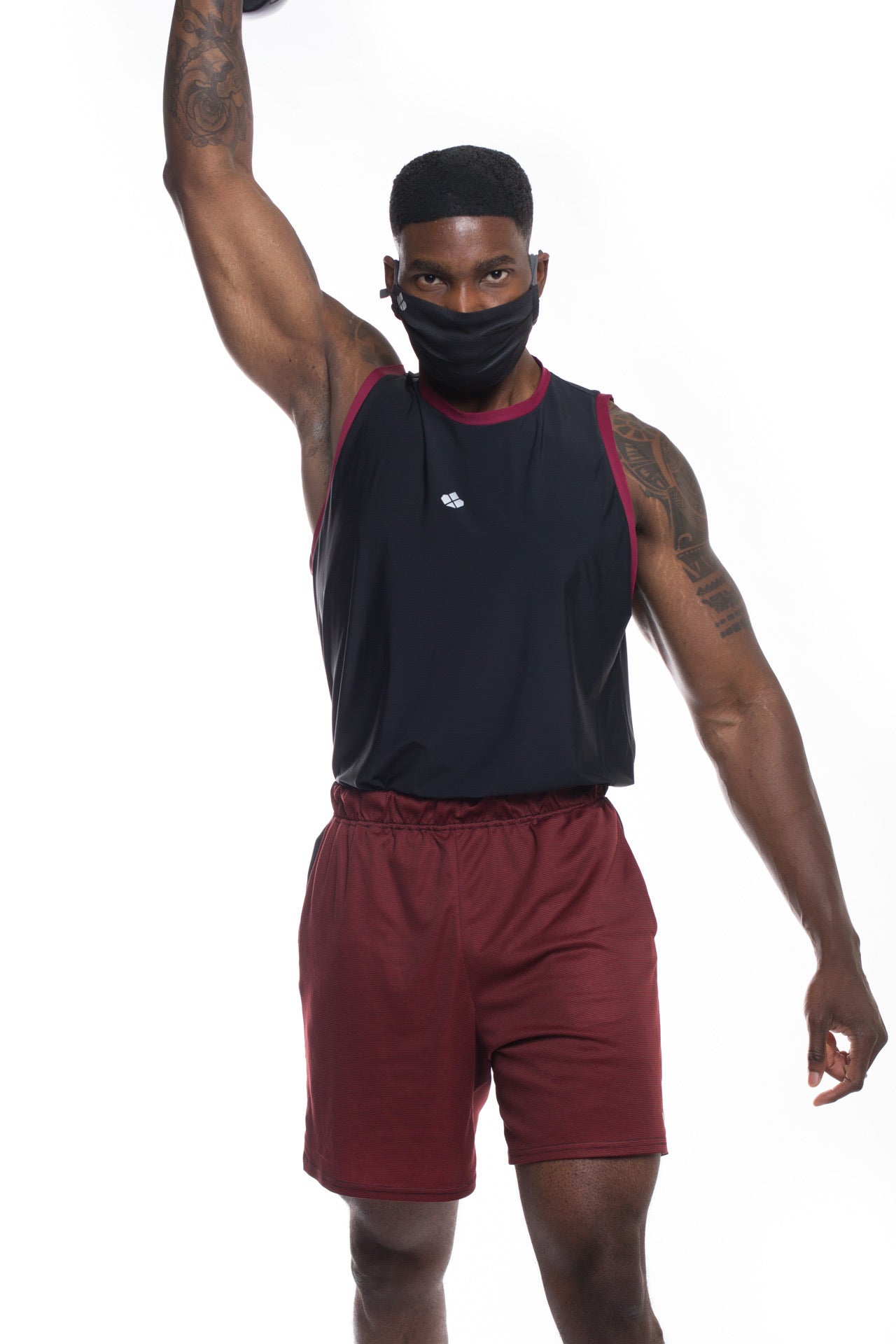 Recycled Functional Tank -Black/Maroon