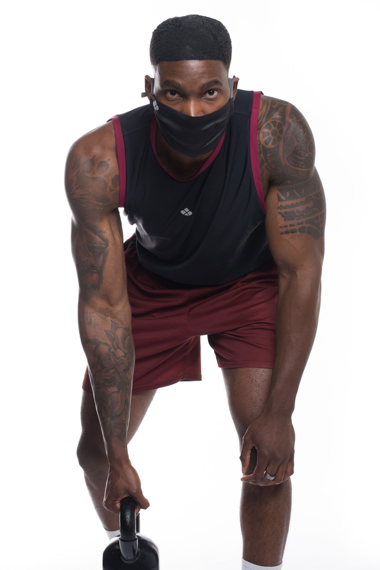 Recycled Functional Tank -Black/Maroon